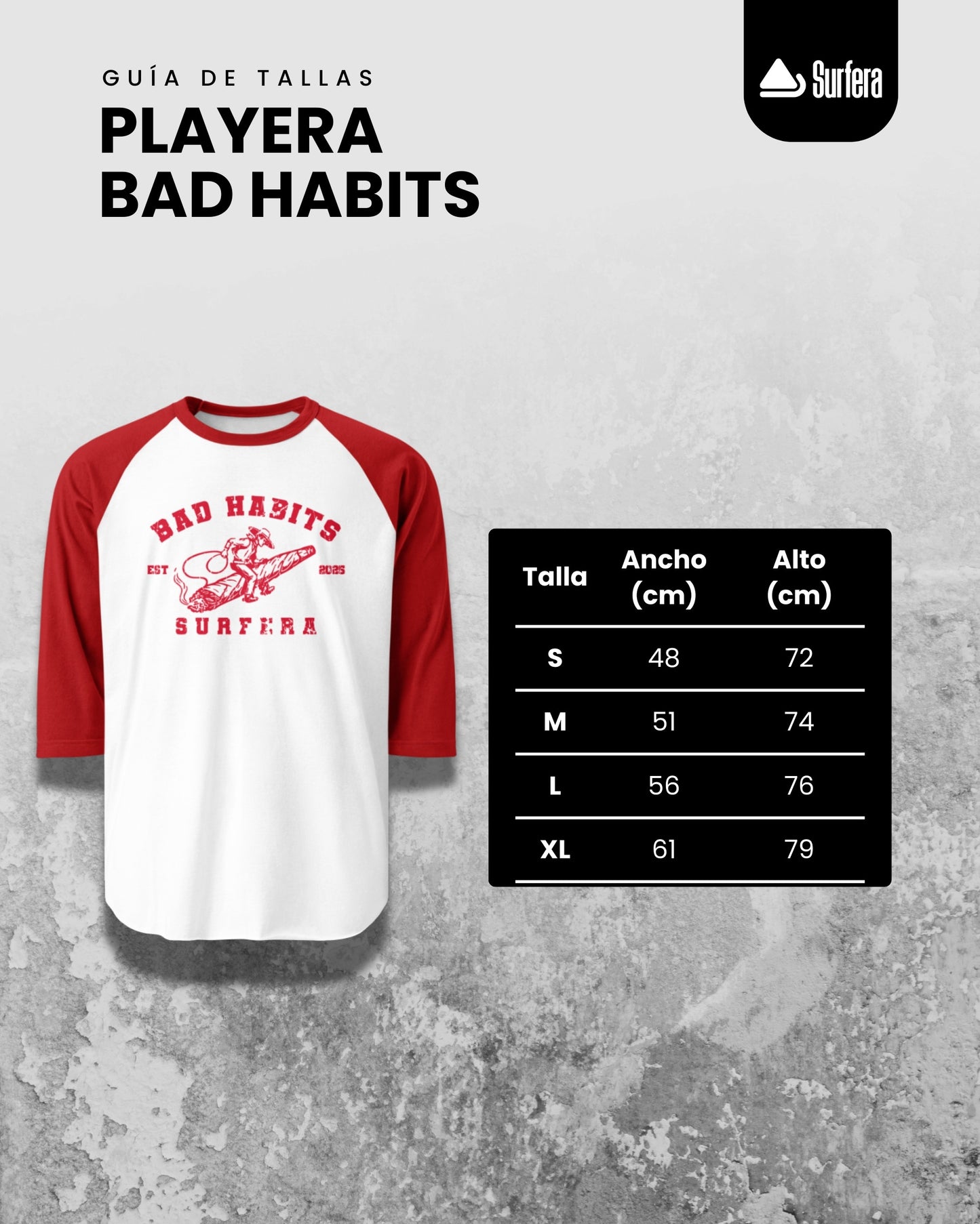 Playera Ranglán Roja Bad Habits