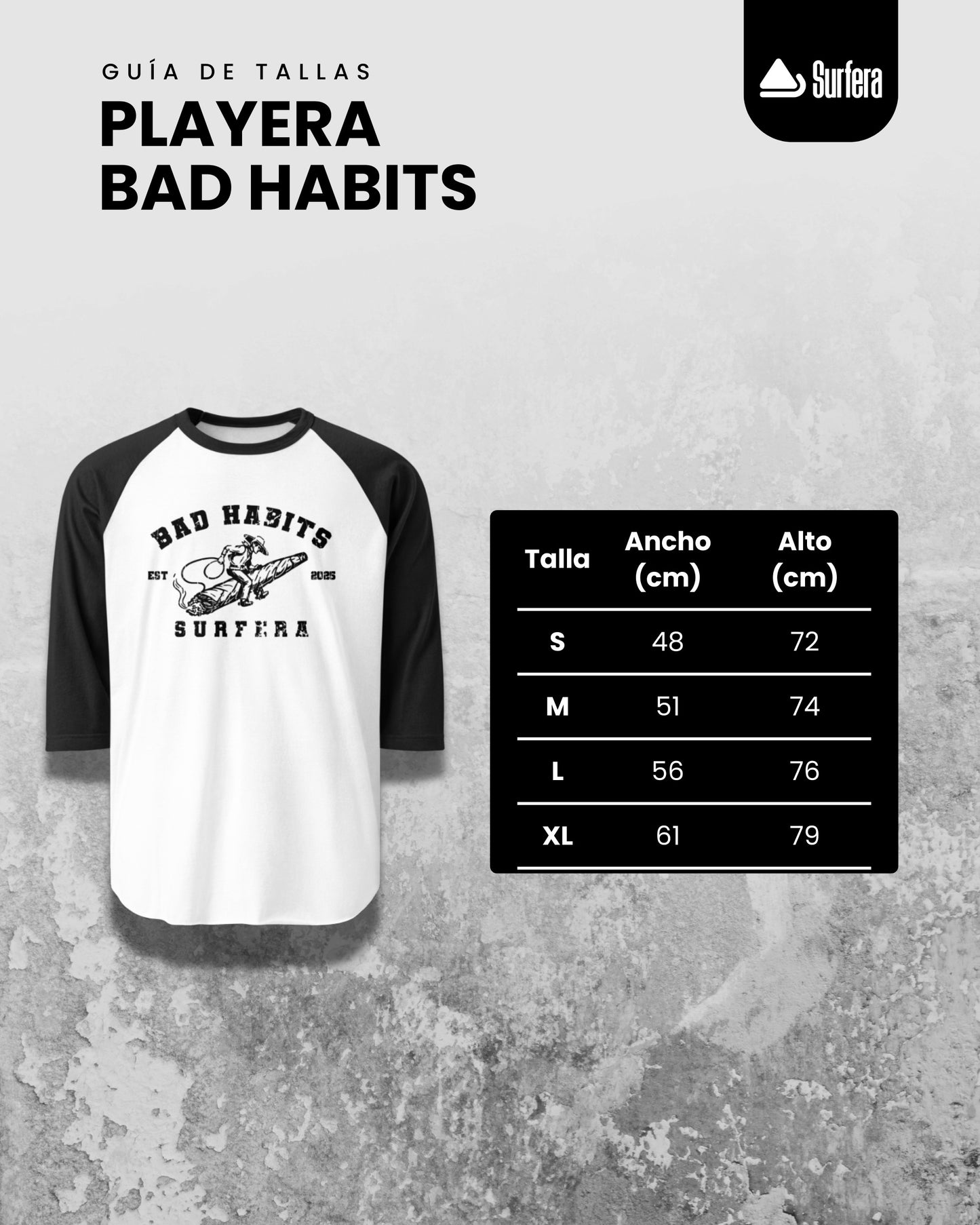 Playera Ranglán Negra Bad Habits