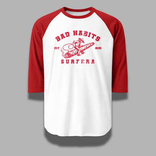 Playera Ranglán Roja Bad Habits