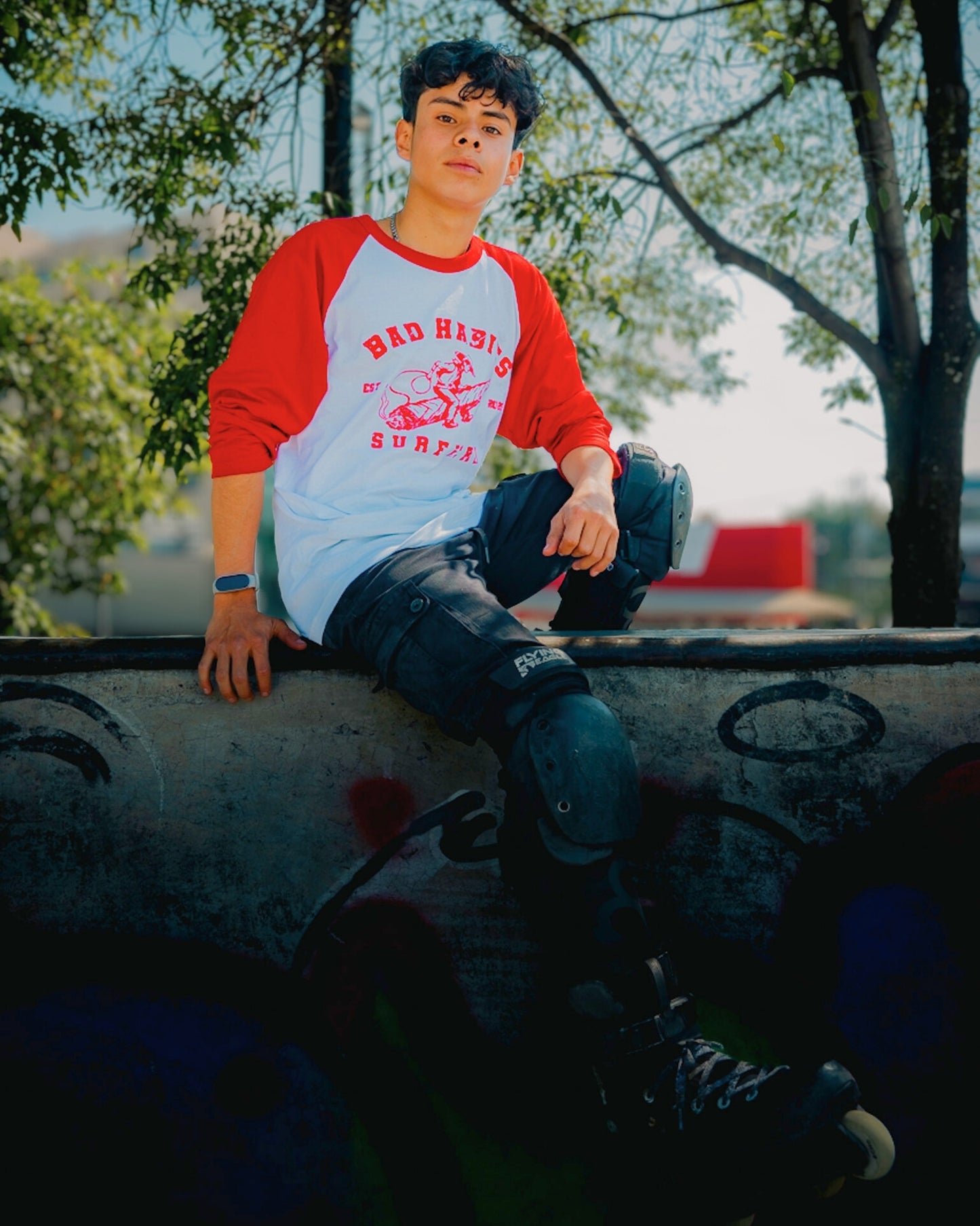 Playera Ranglán Roja Bad Habits