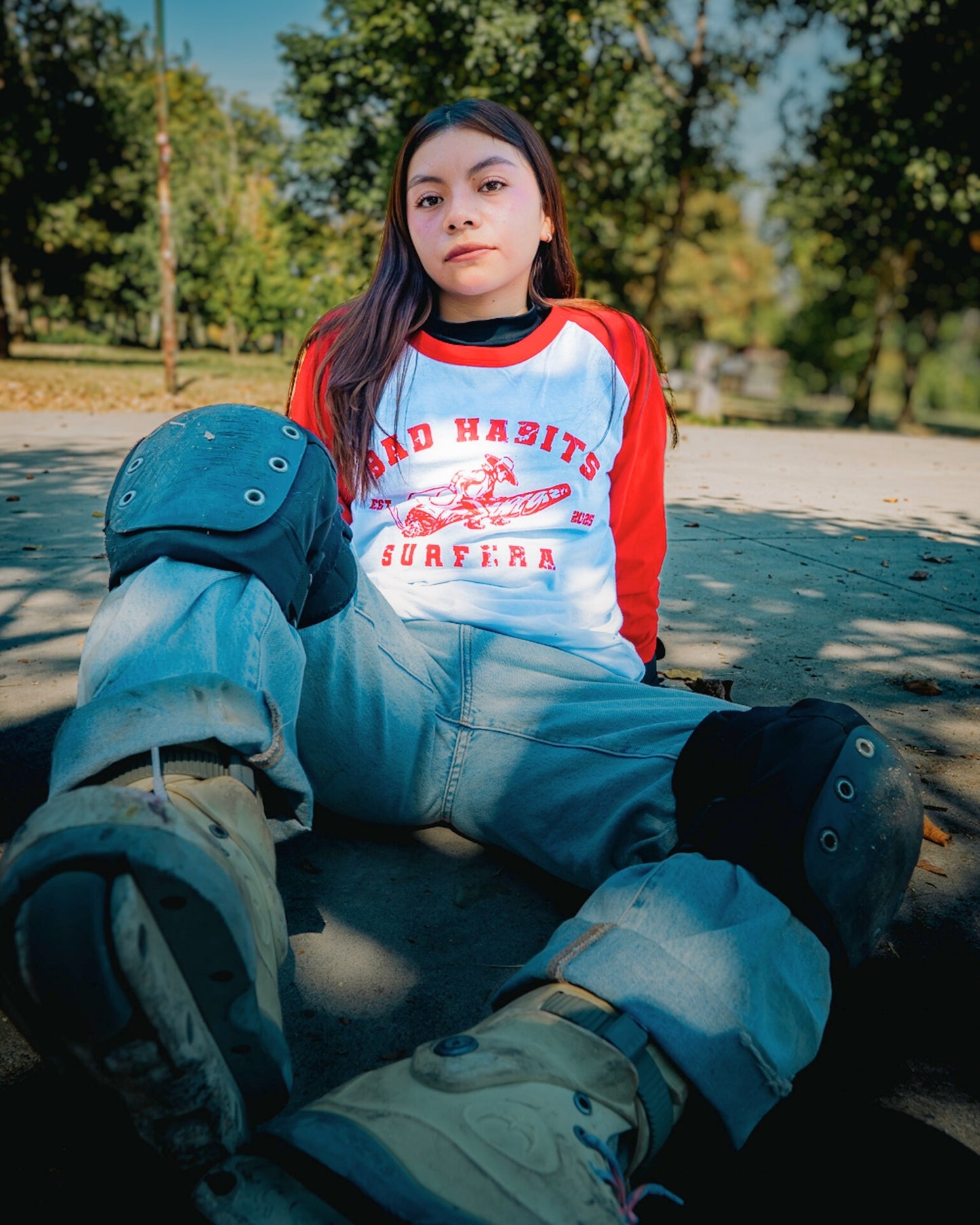 Playera Ranglán Roja Bad Habits