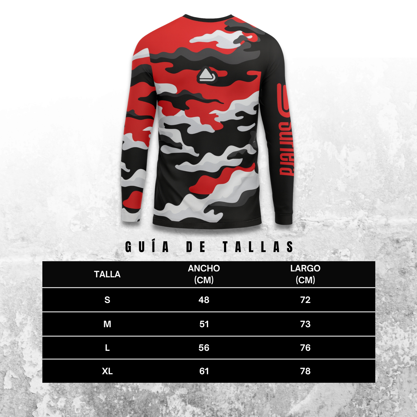 Guía de tallas Jersey MTB Red Camo Surfera